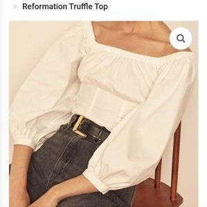 Reformation Off-White Puff Sleeve Blouse